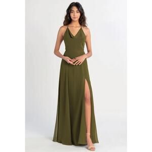 Jenny Yoo Forest Green Halter Maxi Dress